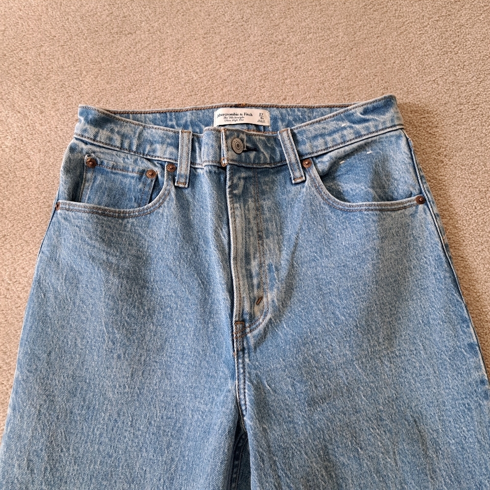 Abercrombie & Fitch Denim 90s Straight Ultra High Rise Jeans Blue Size 27 - Picture 3 of 16